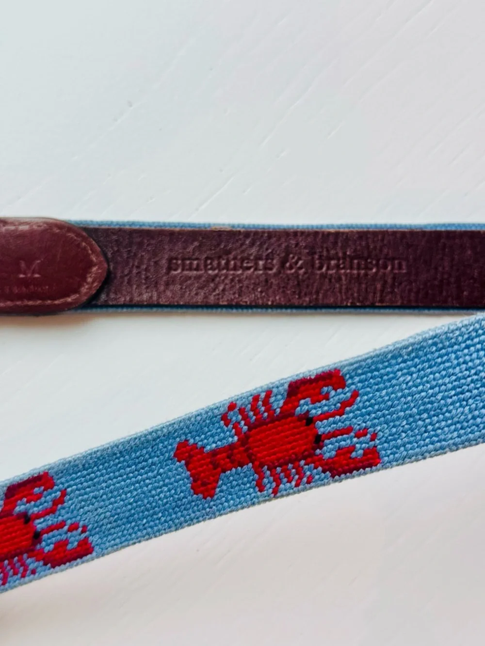 Smathers & Branson Kids Red Lobster Blue Needlepoint Belt - Boys Medium